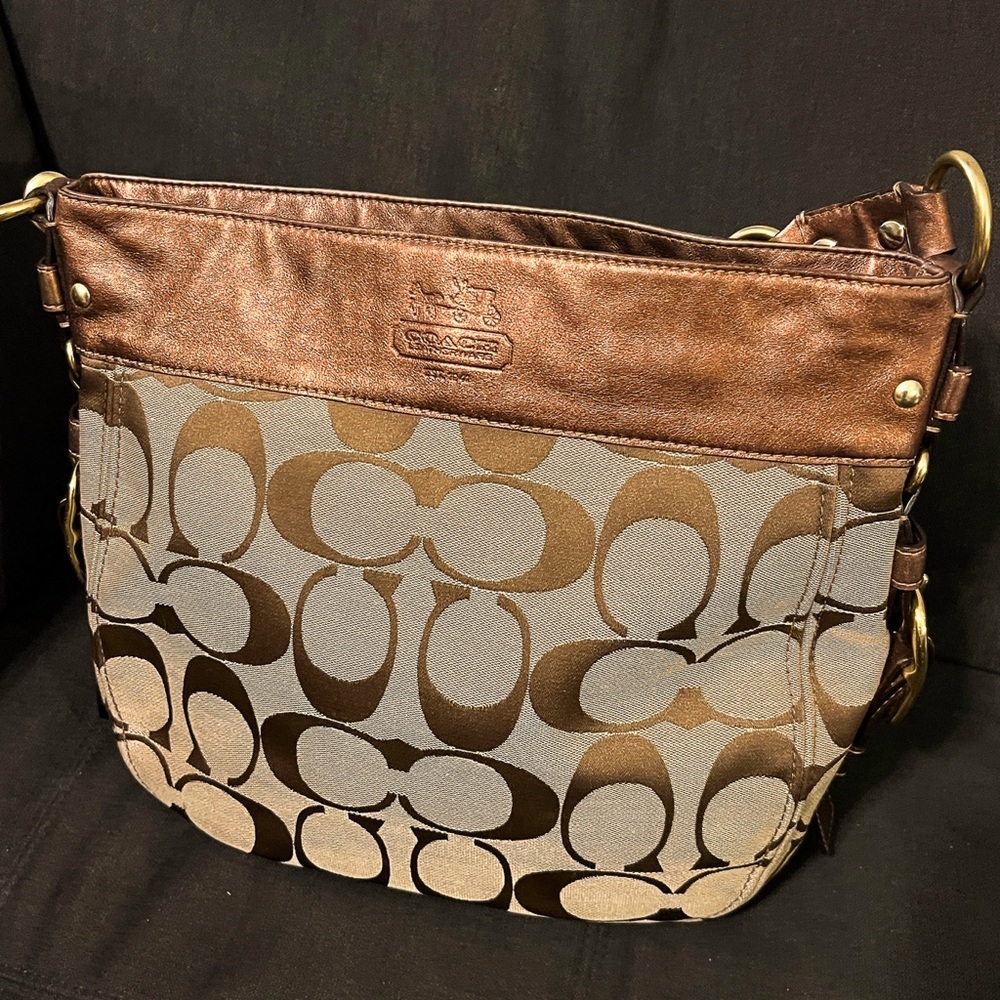 Coach Metallic Brown and Tan Zoe bag